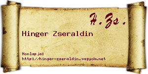 Hinger Zseraldin névjegykártya